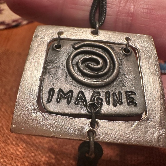 Anju handcrafted string bracelet with metal medallion “Imagine” , Cross … - Picture 7 of 9